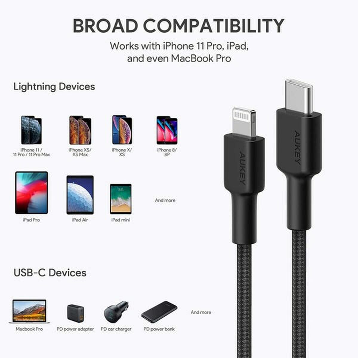 Valgustuskaabel Aukey CB-CL03 2 m